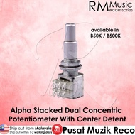 RM Alpha Stacked Dual Concentric Bass Guitar Potentiometer B50K / B500K – Volume & Tone with Center 