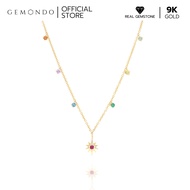 Gemondo สร้อยคอทองคำ 9K สัญลักษณ์ดาว 5 แฉกประดับทับทิมและอัญมณีหลากสี Lucky Symbol