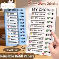 WINTE My Chores Checklist, Self-discipline Detachable Daily Planner Memo, My Chores Plastic Reusable