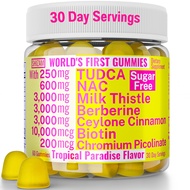 Sugarless Gummies with Chromium Picolinate TUDCA NAC Organic Ceylon Cinnamon Milk Thistle Berberine 