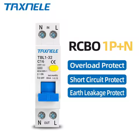 18MM Mini 230V 50/60Hz RCBO 1P+N 6KA Residual Current Differential Automatic Circuit Breaker Over Cu