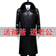 ◈❡[Asli] Mantel kulit musim sejuk lelaki jaket kulit panjang dan selutut lelaki mantel kulit tebal tebal lelaki sebenar