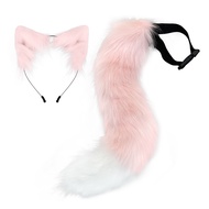 microgood Fox Tail Headdress Handmade Simulated Fox Tail Cat Ear Set Halloween Cosplay Costume Fluff