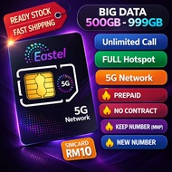 Simkad Prepaid Eastel Umobile Unlimited Call Data Besar 500GB 999GB Full Hotspot