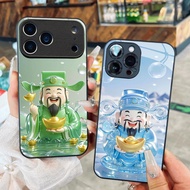 God of Wealth Glass Case LuckyCNY holding a gold bar for iPhone 17 16 15 14 13 12 11 8 7 6 6s 6p 7p 