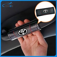 Ciscos Leather Car Roof Handle Cover Carbon Fiber Car Interior Accessories For Toyota Wish Hiace Sie