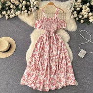 YuooMuoo Romantic Floral Print Long Summer Dress Women Fashion Off Shoulders Straps Vacation Beach D
