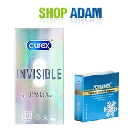 Bao Cao Su Siêu Mỏng Durex Invisible Extra Thin (H10) + BCS 0.03mm Hương Bạc Hà Power Men Invi (H3) 