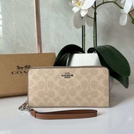💕 กระเป๋าสตางค์ใบยาว LONG ZIP AROUND WALLET IN SIGNATURE CANVAS (COACH CW778)