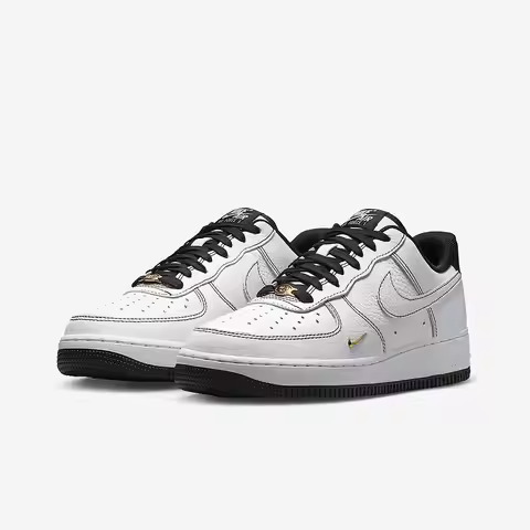 Nike Air Force 1 AFI Black & White Low-Top Sneakers with Gold Swoosh, Slip-Resistant & Durable, Vers