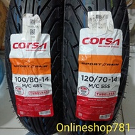 TUBELESS OUTER TIRES 100/ 80-14 & 120/70-14 CORSA SPORT RAIN