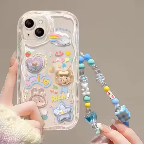 3D Bear Chain Case for Motorola Moto Edge 50 Fusion 5G 50 Pro Ultra G84 E13 G35 G22 G14 G30 G60 G05 