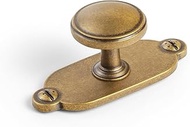 Goo-Ki 6 Pack Antique Bronze Cabinet Drawer Knobs with Backplate - Vintage Retro Brass Bar Knob Spac