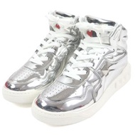 全新未使用VALENTINO單鉚釘高筒運動鞋，銀/白色，44 碼，義大利製造，附鞋盒和防塵袋