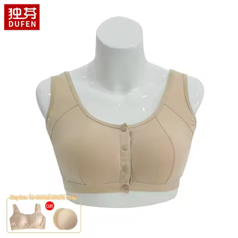 6031 Mastectomy Bra with Pockets Front Closure Cotton Plus Size Lingerie for Post Surgery Women Sili