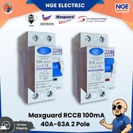 DB| Maxguard ELCB 100mA 2POLE 40A/63A MAXGUARD AUTOMATIK KESELAMATAN DB SINGLE PHASE