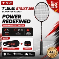 TSE Strike 300 Black Badminton Racket Carbon Fiber 21-25LBS 85G 4U FREE BAG&GRIP