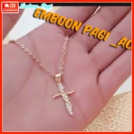 Kalung Nuri 45cm Free Liontin Salib Lapis Emas 24K Anti Karat K009 Xuping Perhiasan Gold