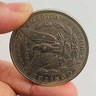 Chinese Ancient Mythical Beast Jiaolong Brass Ancient Silver Commemorative Coin Eagle Yimeiyuan Anci