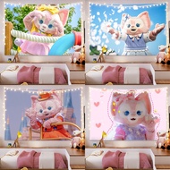 Decorative Tapestry Lingna Belle Tapestry Cute Cartoon Pink Disney Wall Cloth Children's Room Decora