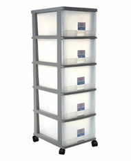 Toyogo Plastic 5 Tier Storage Cabinet / Drawer With Wheels