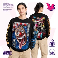 VONSEEY LONGSLEEVE OVERSIZE BUGGY CROSS GUILD ANIME MANGA TSHIRT COMBED MATERIAL 20S BLACK LONG-SLEE