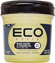 Eco Style Black Castor and Flaxseed Oil Styling Gel - Helps Nourish and Repair Damaged Hair - Promot