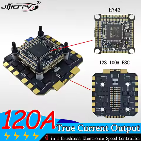 JIJIEFPV 120A 100A 3-12S 4IN1 True current ESC H743 Stack H7 FC Flight controller FPV stack for MARK