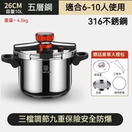 德國工藝316不鏽鋼加厚壓力鍋 雙耳高速煲 高壓鍋 壓力鍋 安全防爆 家用壓力鍋【22CM】