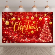 Red Merry Christmas Photography Backdrop Glitter Bokeh Sparkle Snowflake Photography Background Xmas