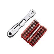 34-In-1 Mini Ratchet Wrench Set Dual-Direction 36-Tooth Steel Hex Torx Bits Non-Electric Screwdriver