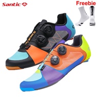 Santic Men Cycling Shoes For Road Cleats Professional Carbon Fiber Bottom Locking Bicycle Bike Sneakers