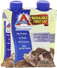 [USA]_Atkins Ready To Drink Shake, Milk Chocolate Delight, 11-Ounce Aseptic Containers (Pack of 8)