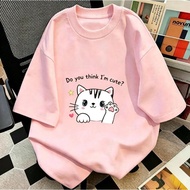 Girls Cat T-shirt - Do You Think I'm Cute - Soft Cotton Loose Form size 12-45KG