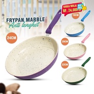 TEFLON FRYPAN COLOR / MARBLE PAN NON-STICK HANDLE PAN 18CM 20CM 22CM 24CM Free Shipping -js non stic