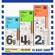 Mideer Wooden Thick Triangular Kids Pencils 2B 4B 6B