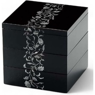 【Direct from Japan】J-kitchens Lacquerware Heavy Lunch Box, Art Deco, 5.5 Inches, 3 Tiers, Lunch Box,