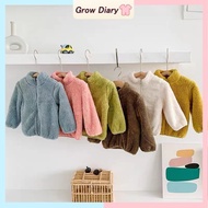 Kids fleece coat Baby girl candy-colored warm coat Boy zip-up top 1-6 Years