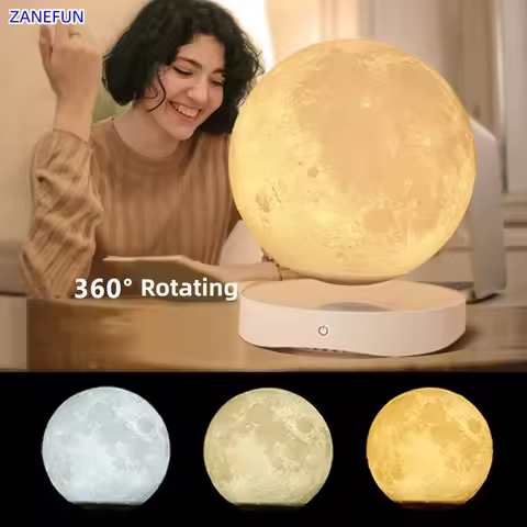 Levitating Luna Maglev Moon Lamp Night Light Mirror Base 3D Printing Moon 18cm 3 Colors Great Gift f