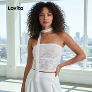 Lovito Comel Tank Top Renda Polos untuk Wanita L122AD119
