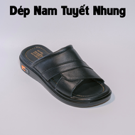 Dép da nam trung niên đế Boss cao 3cm màu nâu/đen MS24
