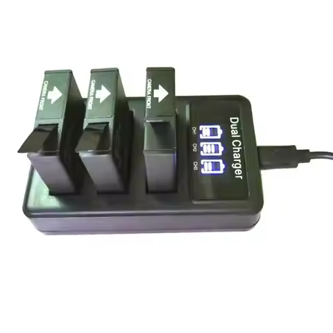 New SJCAM 3 way USB 3 Slots Battery Charger LCD Dugl Charger For Sj6 Legend/Sj7 Star/Sj8 Pro Plus Ai