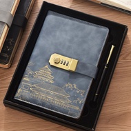 A5 National Trendy Notebook Password Notebook Retro Leather Student Locked Password Diary Password N