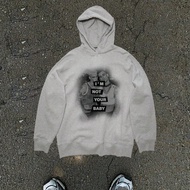 1ชิ้น เสื้อฮู้ดถัก ลายกราฟิก สีเทา สไตล์วินเทจ แนวหวนคืนโรงเรียน เสื้อผ้าฤดูใบไม้ร่วง เสื้อผ้าฮาโลวี