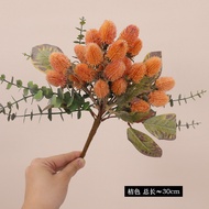 Artificial Sea Holly Flower Bouquet, 10 Heads Realistic Banksia Eryngium Fake Plants, Home Hotel Res