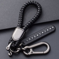 1Pc Black Car Keychain License Plate Phone Number Anti-lost Pendant Men Women Ornaments In Stock SX