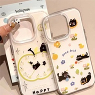 Black Cat Watch Ins Style Anti Shock Case Hp Oppo A5 A5x A3X A5i A3X A5 Pro Reno 13F A52 A72 A3S 7Z 
