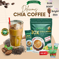 Fitgum 20X Collagen Coffee Whitening Skin With Glutathione Slimming Coffee With Collagen 10 pack
