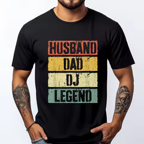 Husband Dad Dj Legend Father Day Wholesale Tshirts 100 Pcs White T Shirt Men Creative