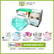 Masker ONEMED Karet Earloop Masker Bedah 3Ply Per Box Isi 50Pcs